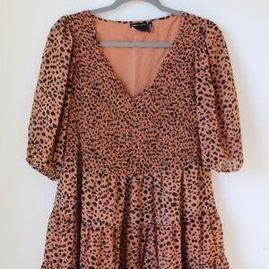 Asos shirred mini tiered smock dress size